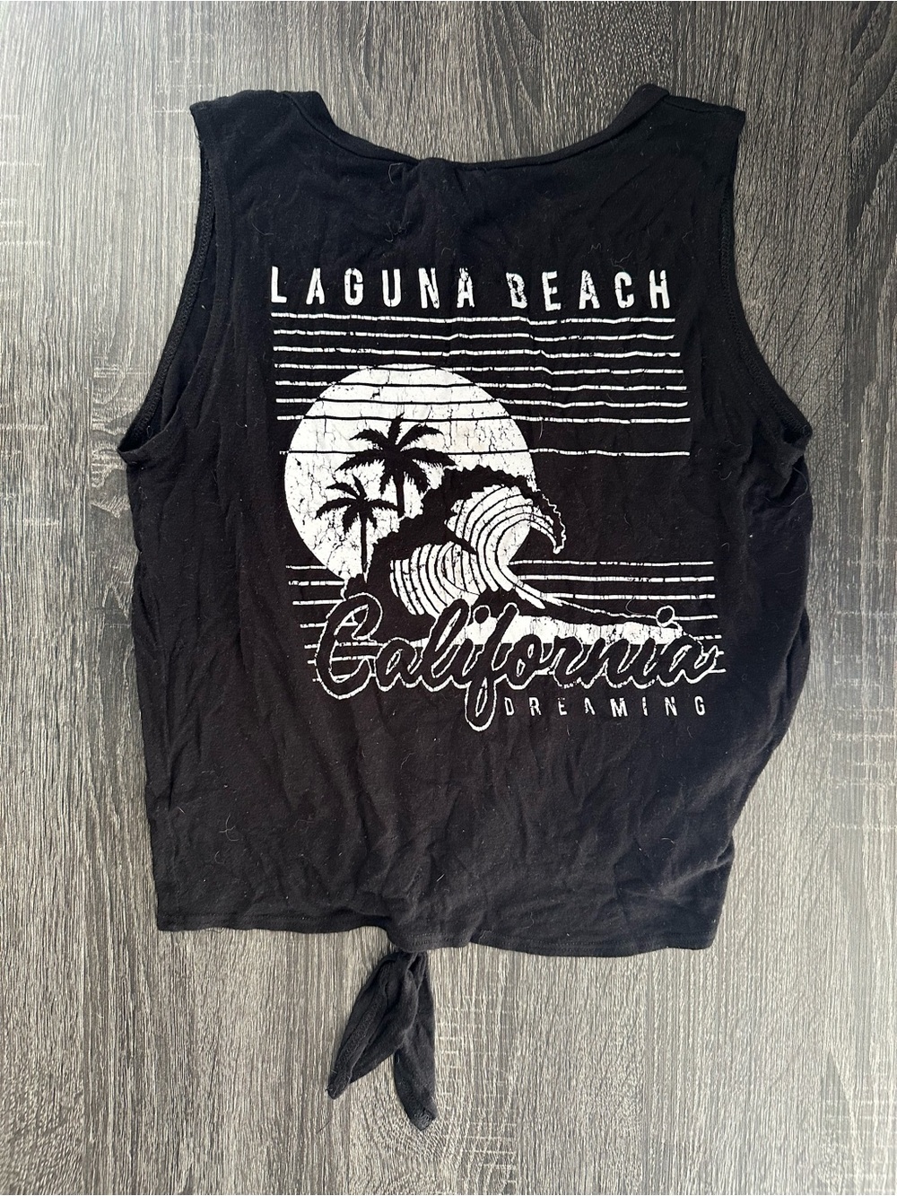 French Pastry Black California Dreaming Tie Front Tank Top Women’s Small S